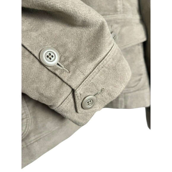 LL Bean Womens Tan chore coat Jacket Size Medium Blazer Petite Tan brown cropped - Picture 5 of 12